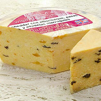 Windyridge Cheese - Queso cheddar con albaricoque, pasas y especias marroquies con guindilla